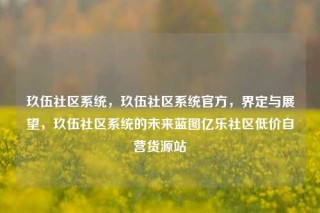 玖伍社区系统，玖伍社区系统官方，界定与展望，玖伍社区系统的未来蓝图亿乐社区低价自营货源站